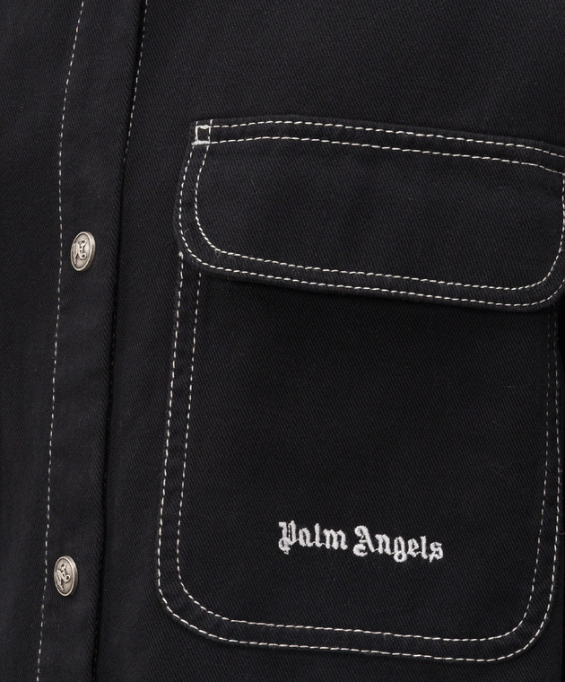 Palm Angels Чорна джинсова сорочка з вишивкою логотипа PMYD024S26DEN001 зображення 5