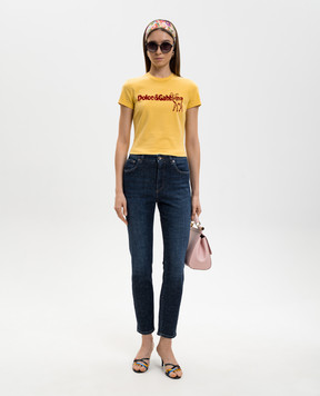 Dolce&Gabbana Жовта футболка з фактурним принтом F8W08TGDDM9