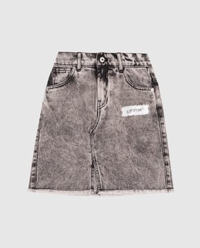 Off-White Дитяча сіра джинсова спідниця з логотипом 44GYF00AF5D001