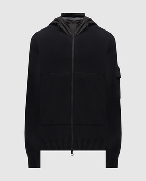 C.P. Company Metropolis Чорна спортивна куртка з вовною з капюшоном LKN034A110427M
