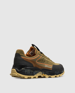 Premiata Комбіновані кросівки кольору хакі Devin DEVIN501