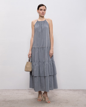 Peserico Серое платье макси с оборками S0223702683
