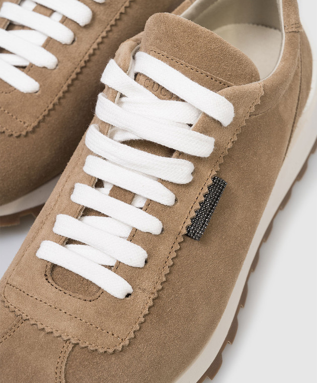 Brunello Cucinelli Коричневые замшевые кроссовки MZSFG2110 изображение 5