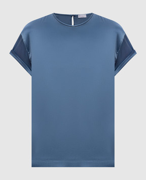 Brunello Cucinelli Синий топ из шелка прямого кроя M0C59DE310