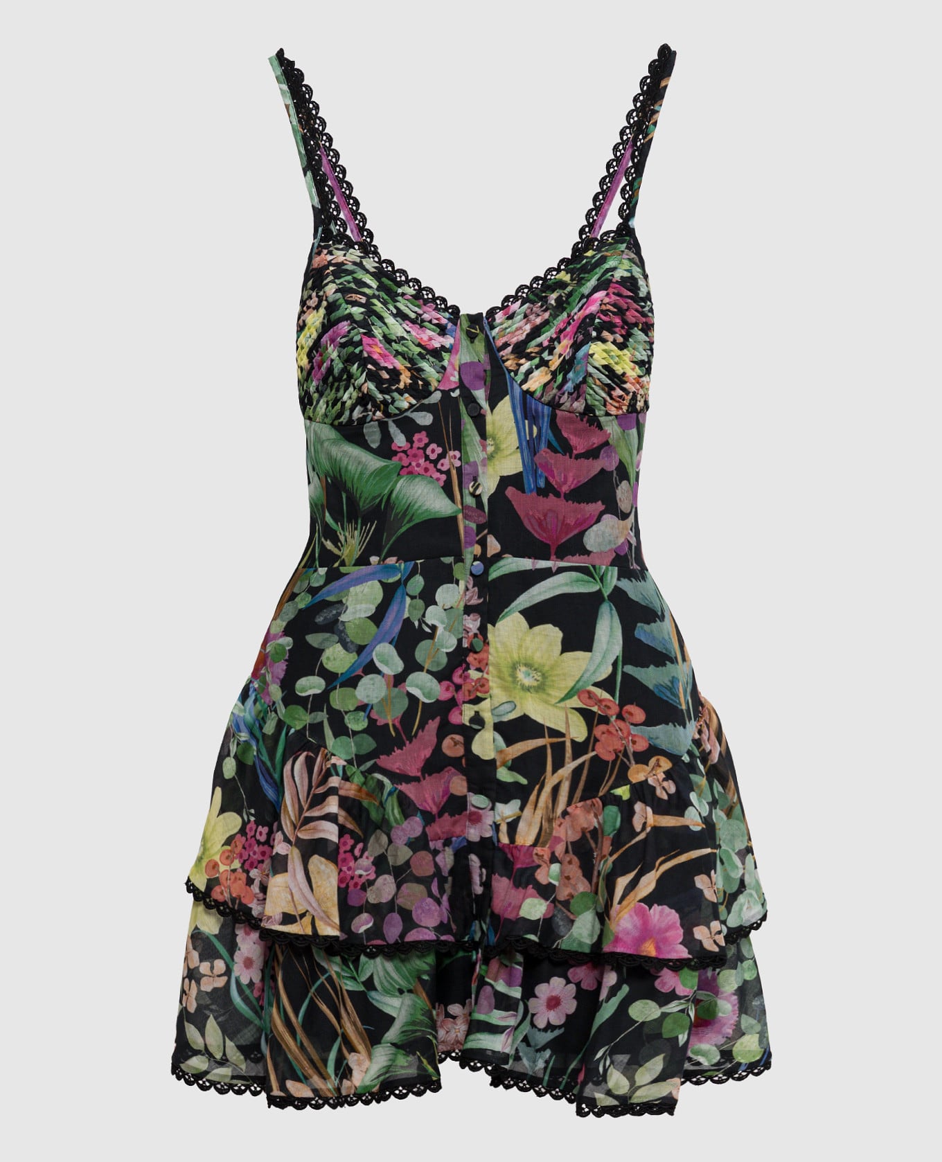 Черное платье мини Nayade в цветочный принт