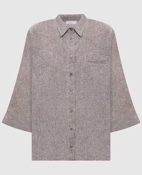 Peserico Коричнева сорочка з льону з ланцюжком S0649102600