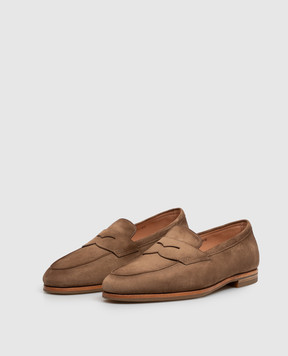 Santoni Коричневі замшеві лофери WUNY72357SI8NAEA