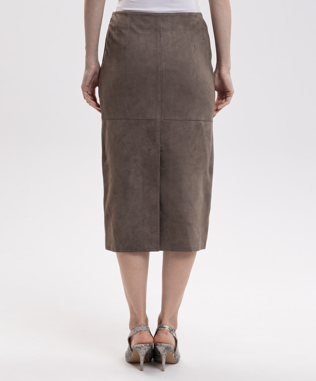 Max Mara Weekend Замшева спідниця PALMI кольору хакі WKDPALMI зображення 4