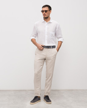 Stefano Ricci Белая рубашка из льна MC008163BX2922