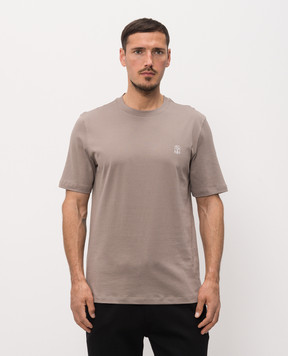 Brunello Cucinelli Бежевая футболка с принтом эмблемы M0B138440