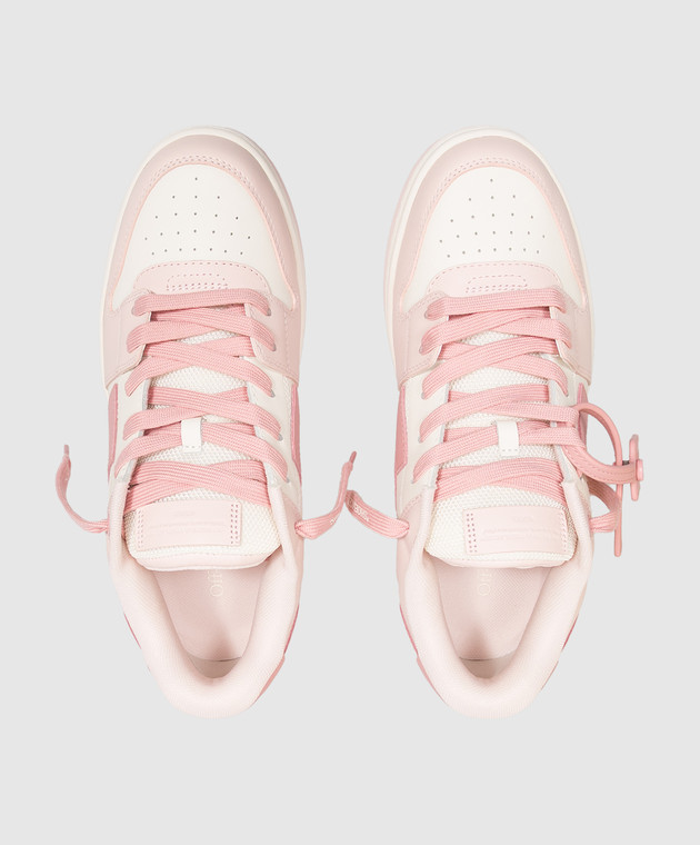 Off-White Дитячі рожеві шкіряні кросівки Out Of Office з патчем логотипа OF06017655 зображення 4