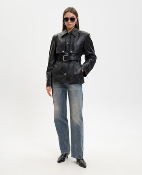 Max Mara Sportmax Черная кожаная куртка SPSTENZONE