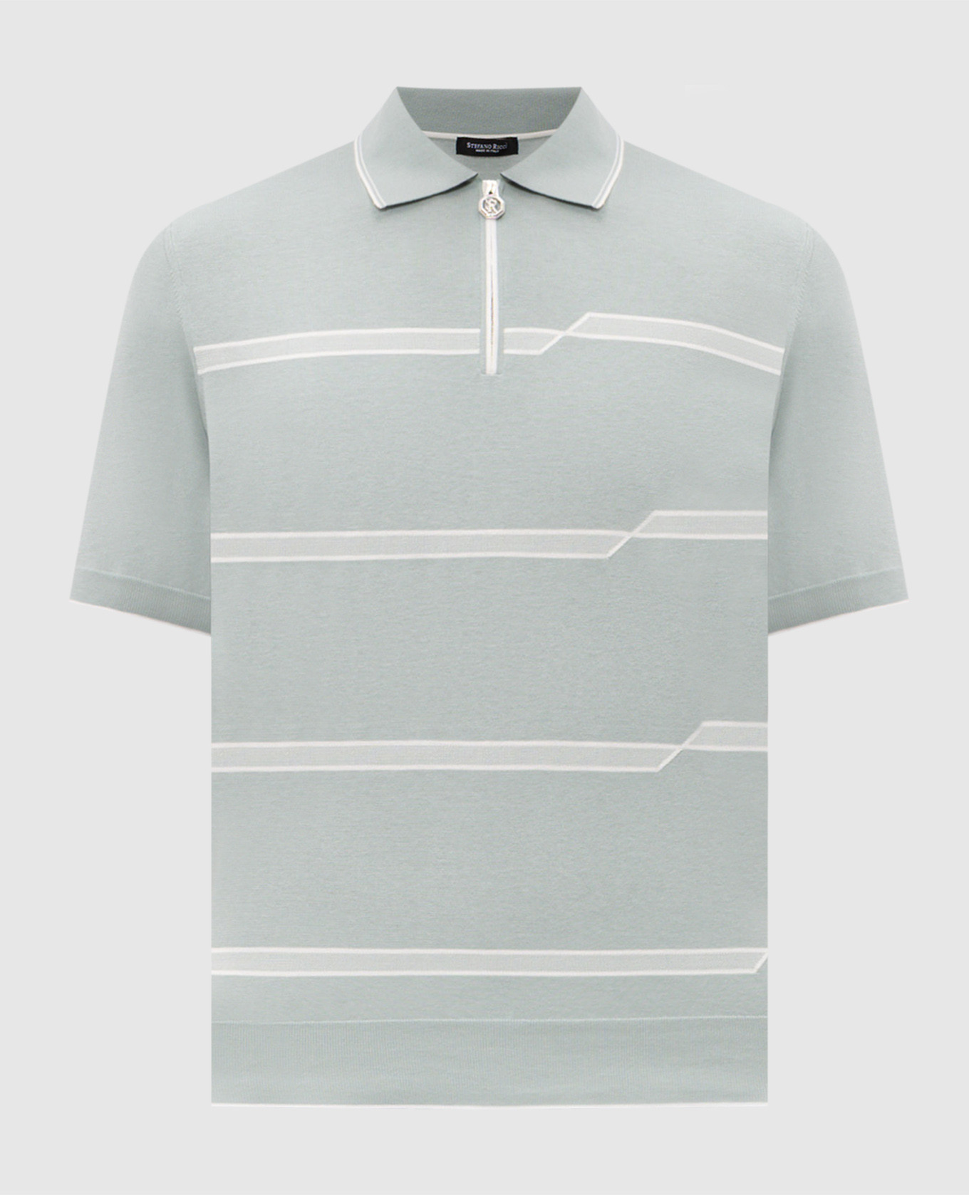 Зеленое поло в полоску