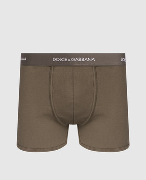 Dolce&Gabbana Труси-боксери кольору хакі з логотипом M4C13JONN96