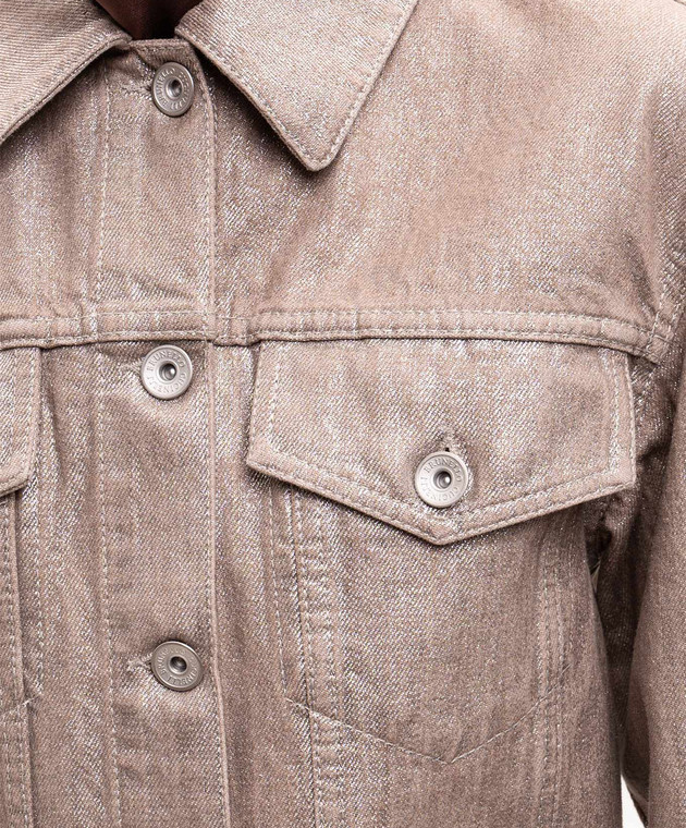 Brunello Cucinelli Бежева джинсова куртка з люрексом ML1097328P зображення 5