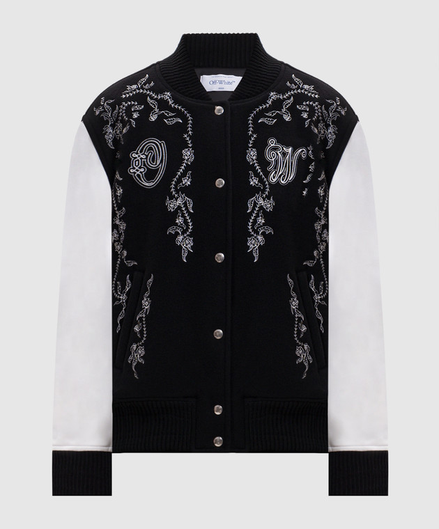 Off-White Черный комбинированный бомбер 2FG00404T
