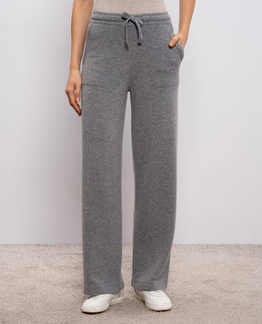 Max Mara Серые меланжевые штаны PIETRA из шерсти и кашемира SMMPIETRA