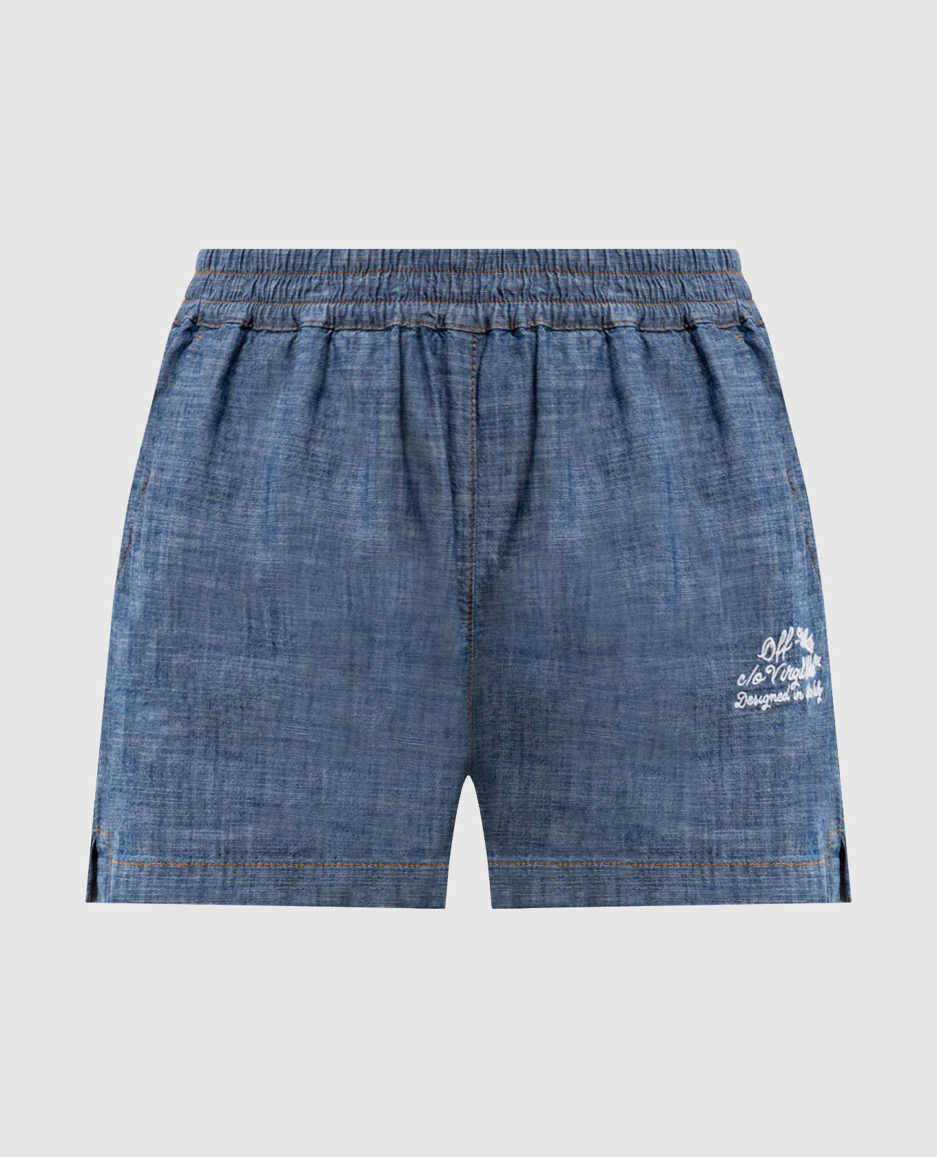 

Синие джинсовые шорты с вышивкой логотипа, Синий, Шорты