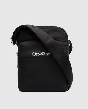 Off-White Чорна сумка крос-боді з принтом логотипа OMNQ082C99FAB001
