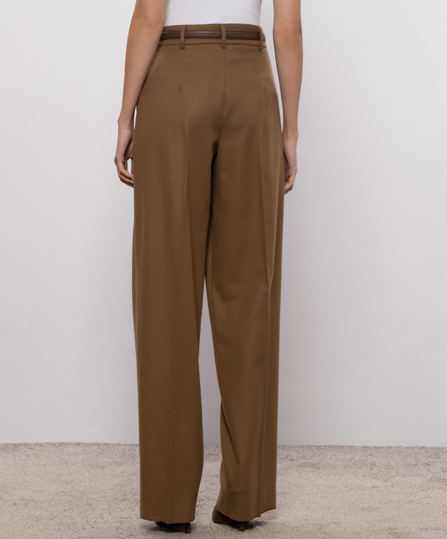 Max Mara Штани COCCO коричневого кольору з вовни MSTCOCCO зображення 4