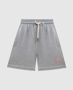 Solotre Серые меланжевые шорты с вышивкой монограммы M1AB0150