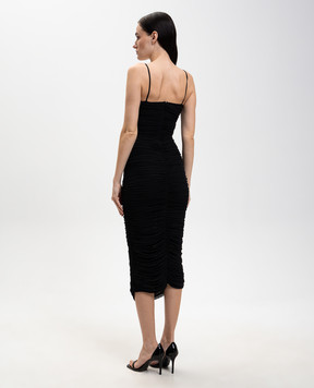 David Koma Чорна сукня міді з драпіруванням RE26DK10DA