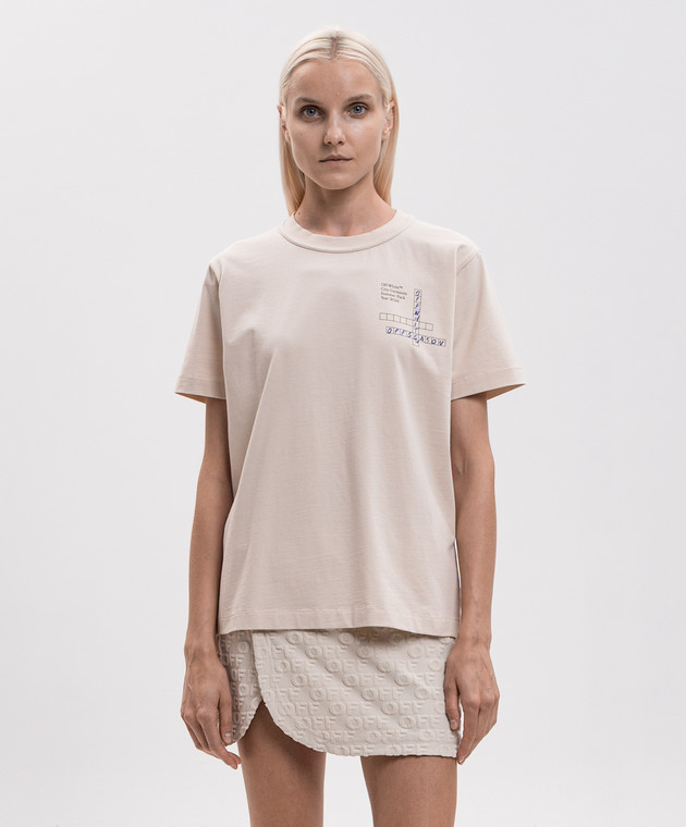 Off-White Бежевая футболка Kyiv Connect Dots 29A00751T изображение 3