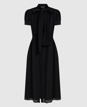 Jacob Lee Чорна сукня із шовку з коміром-аскот WSS0082SS26DB