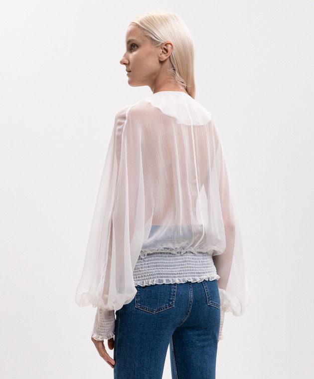 Balmain Белая блуза из шелка HF1HR156SB03 изображение 4