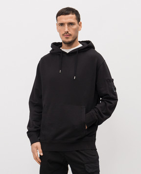 C.P. Company Чорне худі з патчем логотипа MSS037A110044G