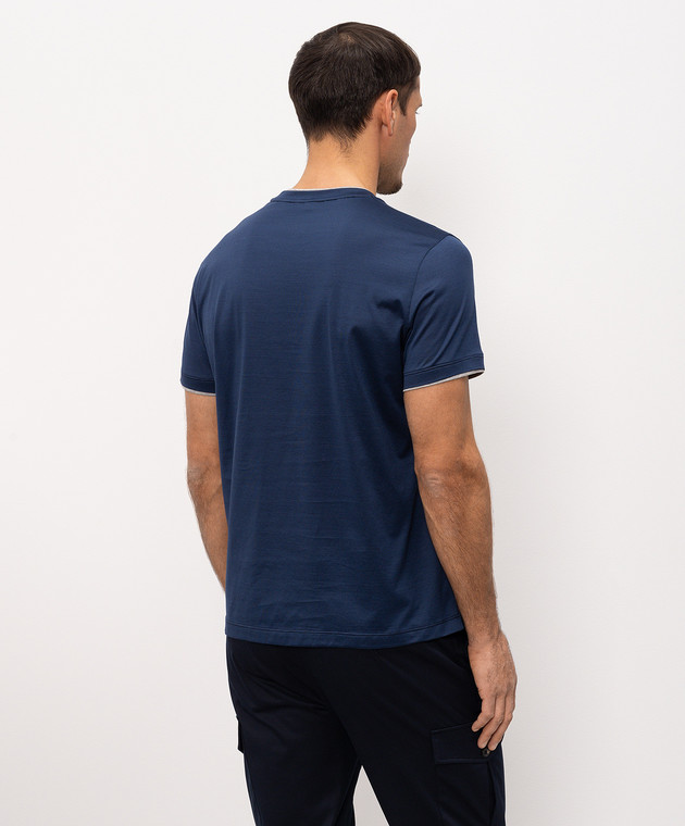 Bilancioni Синяя футболка с эффектом наложения слоев BE26T1GBE2 изображение 3