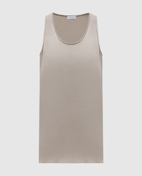 Brunello Cucinelli Бежевый топ из шелка M0C59DZ300