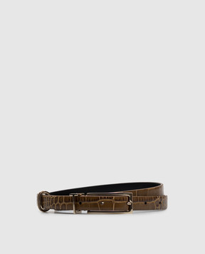Tom Ford Коричневый кожаный пояс с тиснением под кожу крокодила WB331LCL632P