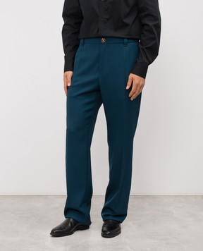 Versace Зелені штани з вовни з логотипом 10188961A16732