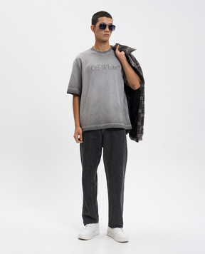 Off-White Сіра футболка з принтом логотипа 44MAA120F5J00Q