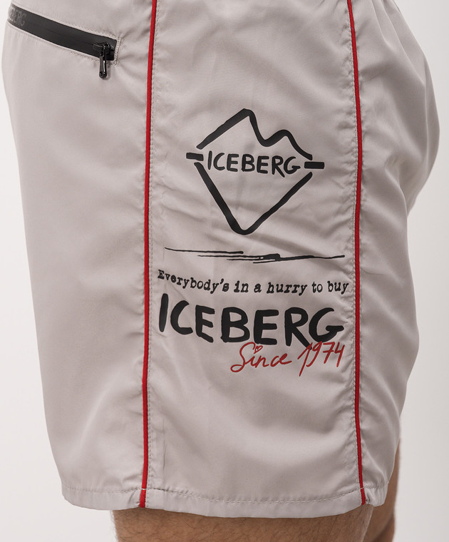 Iceberg Бежевые шорты для плавания с принтом ICE26MBS01 изображение 4