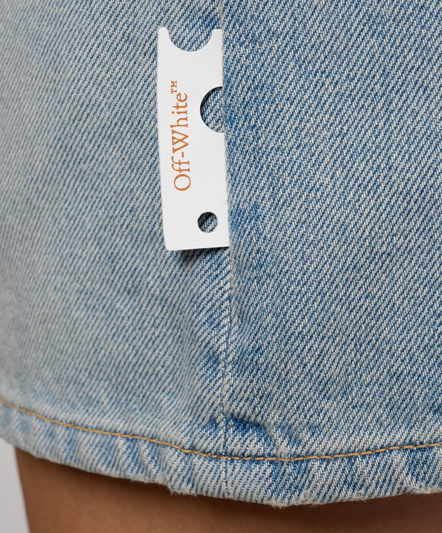Off-White Голубые джинсовые шорты с эффектом потертости 2FJ00584B изображение 5