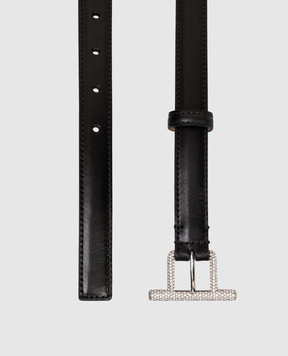 Alexander McQueen Чорний шкіряний пояс з кристалами 8396941HBES