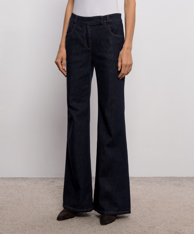 Brunello Cucinelli Синие джинсы клеш с патчем логотипа ML133P4126 изображение 3