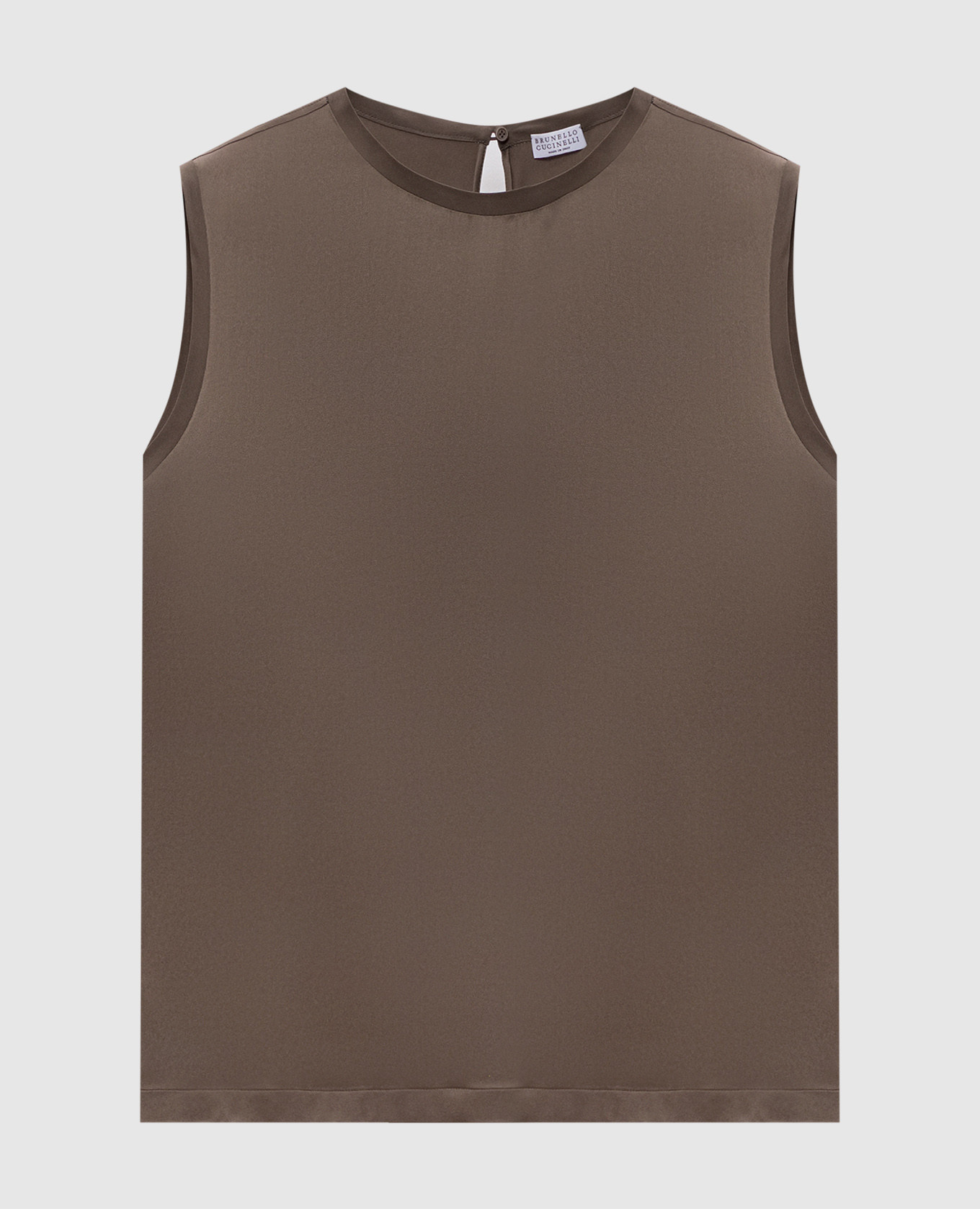 Коричневый топ из шелка с блестящей текстурой