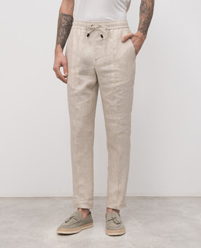 ISAIA Бежевые брюки из льна PNC016P9120