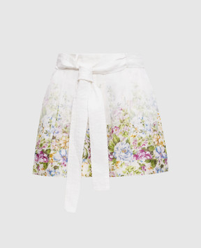 Christy Lynn Білі шорти Lola з льону в принт CLP26CF55