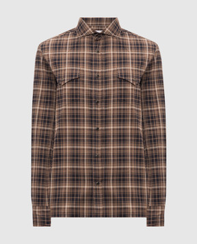 Brunello Cucinelli Коричневая рубашка в клетку MY6544008