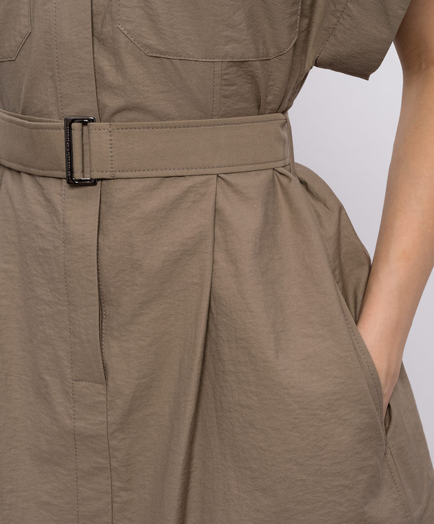 Brunello Cucinelli Коричнева сукня-сорочка з ланцюжком моніль ML140A5475 зображення 4