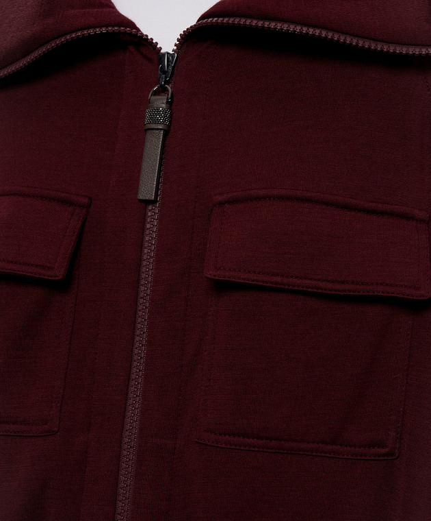 Brunello Cucinelli Бордовая спортивная куртка с шелком MP828B2B06 изображение 5