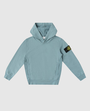 Stone Island Дитяче блакитне худі з патчем логотипа L1S166100014S00401012