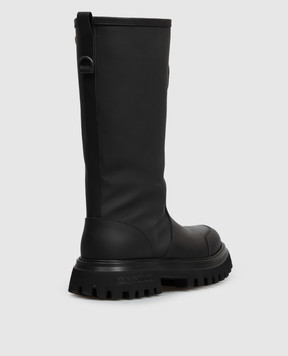 Dolce&Gabbana Детские черные комбинированные сапоги на меху D11436A3M463738