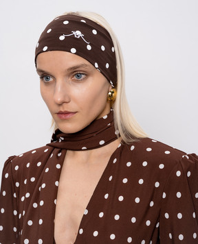 Rowen Rose Коричнева пов'язка на голову в горох RRF04
