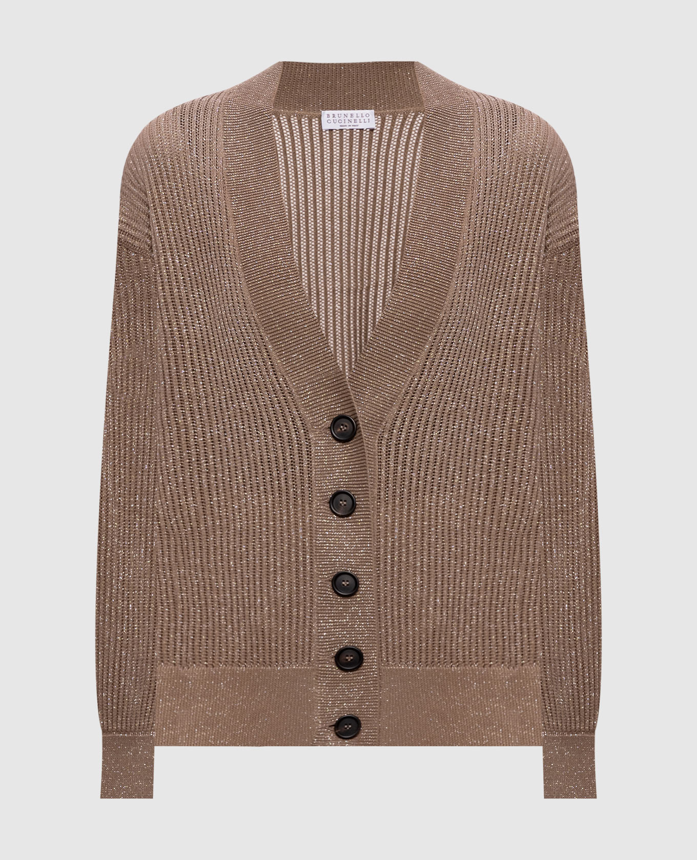 Коричневый кардиган с люрексом