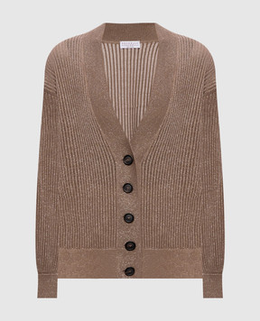 Brunello Cucinelli Коричневий кардиган з люрексом MST258306